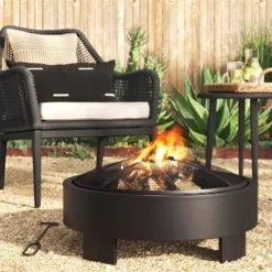 24" Round Wood Burning Fire Pit With Legs - Black - Project 62â„¢