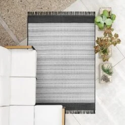 7' X 10' Outdoor Rug Striped Fringe Black - Project 62™ -Project 62 GUEST cd564f5b 1bfc 4256 a3d9 97e6d89b24db